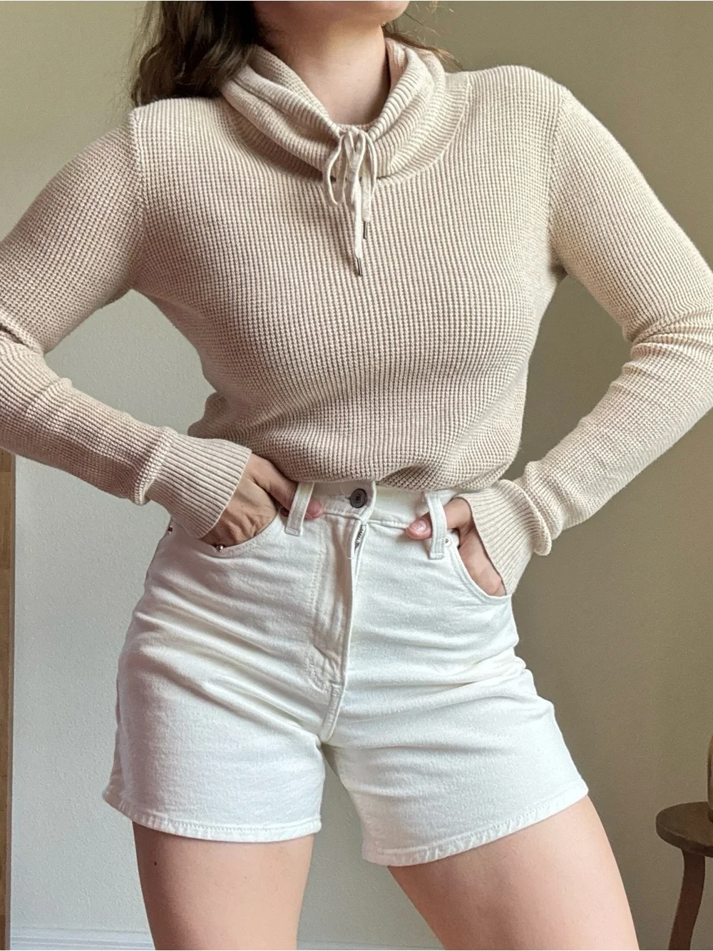 Lauren Ralph Lauren Cream Ribbed cowl neck  Sweater